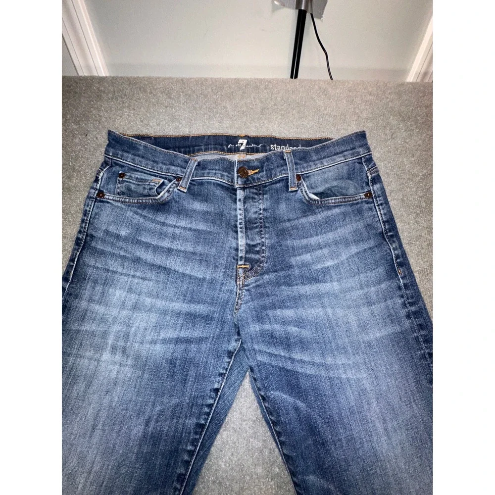 7 For All Mankind Standard Straight Leg Jeans Mens 33 Medium Wash Button Fly